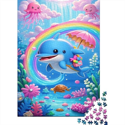 Delphin Puzzle 1000-teilige Schwer Puzzle Spielzeug Lernspiel Impossible Cartoon Delphin Herausforderungsspielzeug Für Erwachsene Kinder 1000pcs (75x50cm) von CCIZFMQ