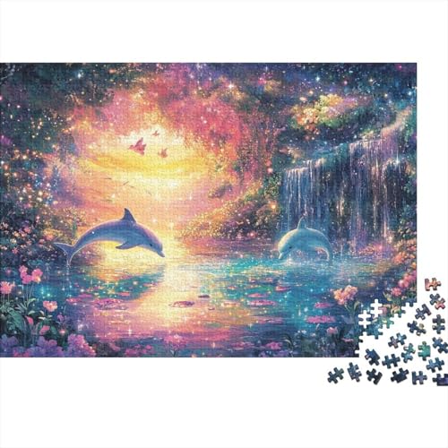 Delphin Puzzle 1000-teilige Schwer Puzzle Spielzeug Lernspiel Impossible Enchanted Forest Herausforderung Spielzeug Für Erwachsene Und Kinder in Bewährter 1000pcs (75x50cm) von CCIZFMQ