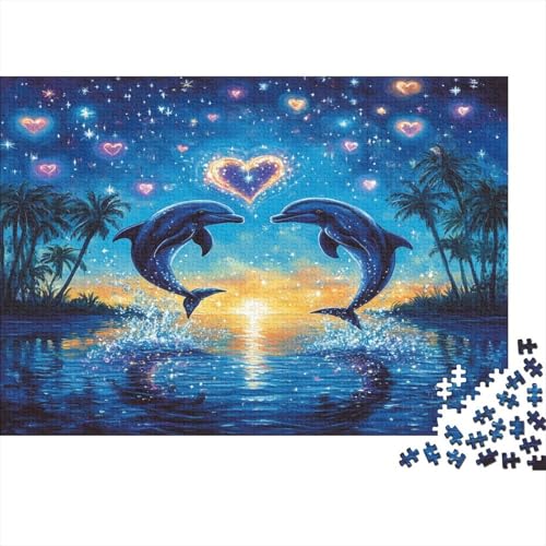 Delphin Puzzle 1000-teilige Schwer Puzzle Spielzeug Lernspiel Impossible Herz geformten Ozean Herausforderungsspielzeug Für Erwachsene Kinder 1000pcs (75x50cm) von CCIZFMQ