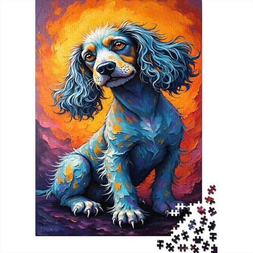 Der Cocker Spaniel Puzzle 1000 Teile Schwer Puzzle Spielzeug Lernspiel Impossible Oil Painting Art Herausforderungsspielzeug Für Erwachsene Und Kinder Ab 14 Jahren 1000pcs (75x50cm) von CCIZFMQ