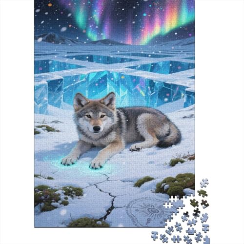 Der Wolf Puzzles 1000 Teile Schwer Puzzle Spielzeug Pädagogisches Spiel Impossible Schnee Aurora Herausforderung Spielzeug Für Erwachsene Und Kinder Ab 12 Jahren 1000pcs (75x50cm) von CCIZFMQ
