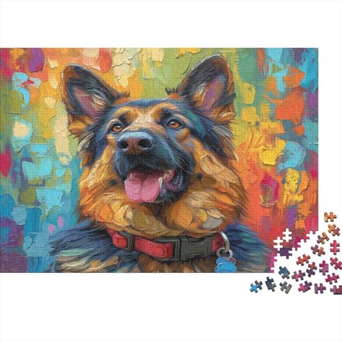 Deutscher Schäfer Puzzle 1000 Teile Schwer Puzzle Spielzeug Lernspiel Impossible Bunte Ölmalerei Herausforderungsspielzeug Für Erwachsene Und Kinder Ab 14 Jahren 1000pcs (75x50cm) von CCIZFMQ