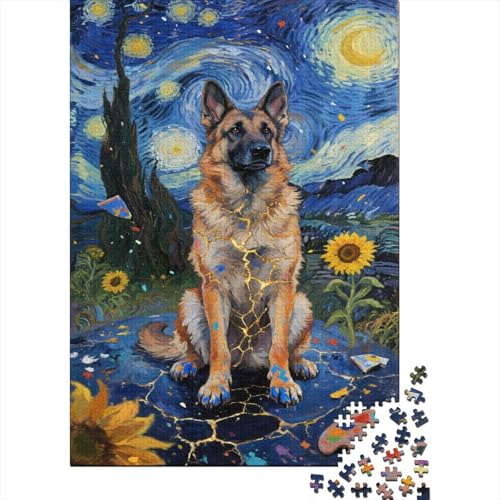 Deutscher Schäferhund Puzzles 1000 Teile Schwer Puzzle Spielzeug Lernspiel Impossible Sternenfarbener Nachthimmel Herausforderungsspielzeug Für Erwachsene Und Kinder Ab 12 Jahren 1000pcs (75x50cm) von CCIZFMQ