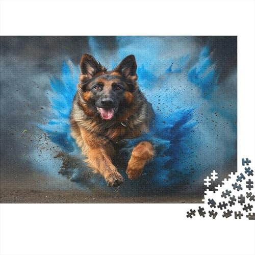 Deutscher Schäfers Puzzle 1000-teilige Schwer Puzzle Spielzeug Pädagogisches Spiel Impossible Blue Smoke Herausforderungsspielzeug Für Erwachsene Und Kinder in Bewährter 1000pcs (75x50cm) von CCIZFMQ