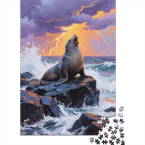 Dichtung Puzzle 1000-teilige Schwer Puzzle Spielzeug Pädagogisches Spiel Impossible Sturmiges Meer Blitz Herausforderung Spielzeug Für Erwachsene Und Kinder Ab 12 Jahren 1000pcs (75x50cm) von CCIZFMQ
