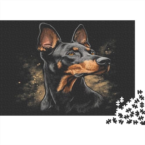 Doberman Puzzle 1000 Teile Schwer Puzzle Spielzeug Pädagogisches Spiel Impossible Hund Portrait Herausforderungsspielzeug Für Erwachsene Und Kinder in Bewährter 1000pcs (75x50cm) von CCIZFMQ