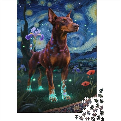 Doberman Puzzle 1000 Teile Schwer Puzzle Spielzeug Pädagogisches Spiel Impossible Sternenfarbener Nachthimmel Herausforderung Spielzeug Für Erwachsene Und Kinder in Bewährter 1000pcs (75x50cm) von CCIZFMQ