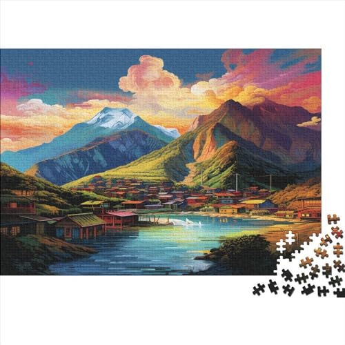Dörfer Puzzle 1000 Teile Schwer Puzzle Spielzeug Lernspiel Impossible Shanchuan Town Herausforderung Spielzeug Für Erwachsene Kinder 1000pcs (75x50cm) von CCIZFMQ