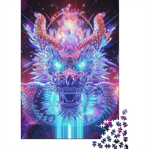 Drache Puzzle 1000 Teile Schwer Puzzle Spielzeug Lernspiel Impossible Cyberpunk Drache Herausforderung Spielzeug Für Erwachsene Kinder 1000pcs (75x50cm) von CCIZFMQ