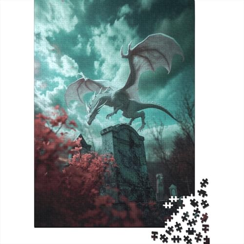Drache Puzzle 1000 Teile Schwer Puzzle Spielzeug Lernspiel Impossible Moody Sky Herausforderungsspielzeug Für Erwachsene Kinder 1000pcs (75x50cm) von CCIZFMQ