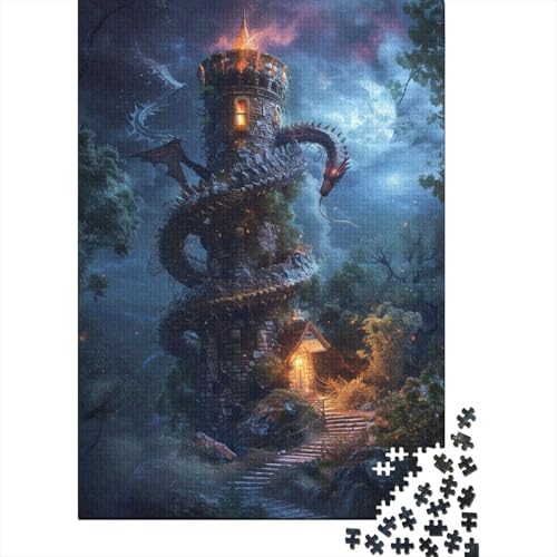 Drache Puzzle 1000-teilige Schwer Puzzle Spielzeug Pädagogisches Spiel Impossible Zauberwald Herausforderungsspielzeug Für Erwachsene Und Kinder in Bewährter 1000pcs (75x50cm) von CCIZFMQ