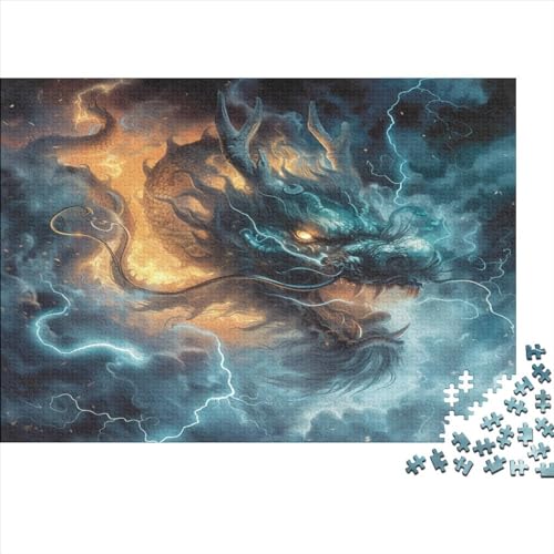 Drache Puzzles 1000 Teile Schwer Puzzle Spielzeug Lernspiel Impossible Flame Lightning Herausforderung Spielzeug Für Erwachsene Kinder 1000pcs (75x50cm) von CCIZFMQ