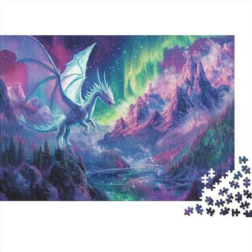 Drache Puzzles 1000 Teile Schwer Puzzle Spielzeug Lernspiel Impossible Mountain Aurora Herausforderung Spielzeug Für Erwachsene Und Kinder in Bewährter 1000pcs (75x50cm) von CCIZFMQ
