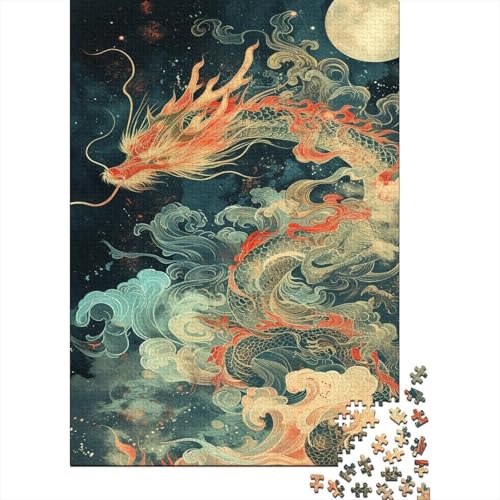 Drache Puzzles 1000 Teile Schwer Puzzle Spielzeug Lernspiel Impossible Orientalische Fantasie Herausforderungsspielzeug Für Erwachsene Und Kinder Ab 14 Jahren 1000pcs (75x50cm) von CCIZFMQ