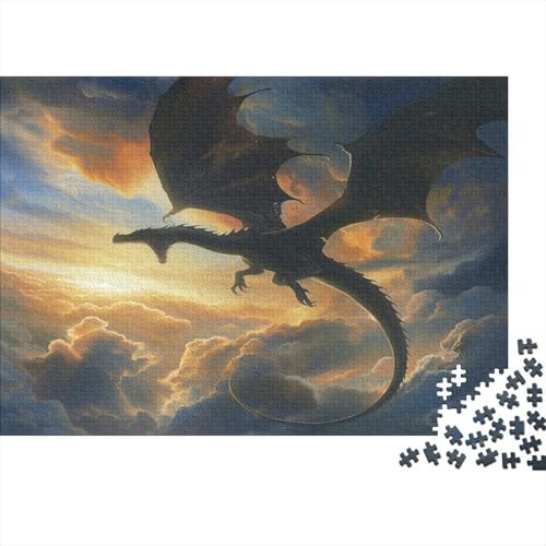 Drachen Puzzle 1000 Teile Schwer Puzzle Spielzeug Lernspiel Impossible Sonnenuntergang Himmel Herausforderungsspielzeug Für Erwachsene Und Kinder Ab 14 Jahren 1000pcs (75x50cm) von CCIZFMQ