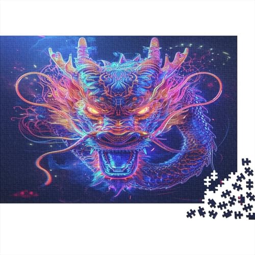 Drachen Puzzles 1000 Teile Schwer Puzzle Spielzeug Pädagogisches Spiel Impossible Neonfarben Herausforderung Spielzeug Für Erwachsene Und Kinder in Bewährter 1000pcs (75x50cm) von CCIZFMQ