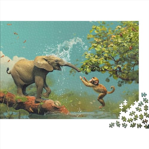 Dschungeltiere Puzzles 1000 Teile Schwer Puzzle Spielzeug Lernspiel Impossible Elefant Monkey Herausforderungsspielzeug Für Erwachsene Und Kinder Ab 12 Jahren 1000pcs (75x50cm) von CCIZFMQ