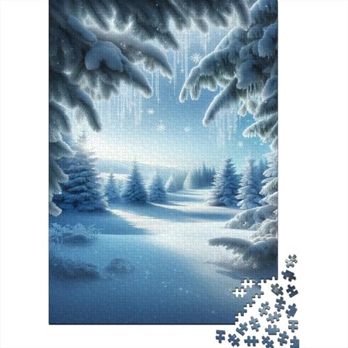 EIS Schnee Wald Puzzle 1000-teilige Schwer Puzzle Spielzeug Lernspiel Impossible Pfad Herausforderungsspielzeug Für Erwachsene Kinder 1000pcs (75x50cm) von CCIZFMQ