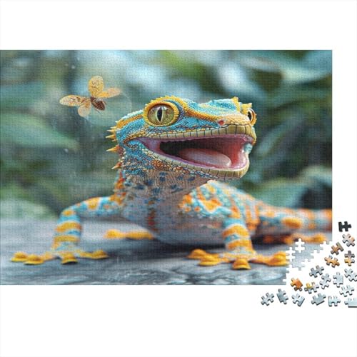 Eidechse Puzzle 1000-teilige Schwer Puzzle Spielzeug Lernspiel Impossible Bunte Spotted Iguana Herausforderungsspielzeug Für Erwachsene Kinder 1000pcs (75x50cm) von CCIZFMQ