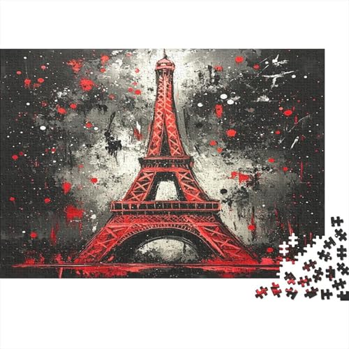 Eiffelturm Puzzles 1000 Teile Schwer Puzzle Spielzeug Lernspiel Impossible Rot und schwarz Herausforderungsspielzeug Für Erwachsene Kinder 1000pcs (75x50cm) von CCIZFMQ