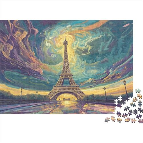 Eiffelturm Puzzles 1000 Teile Schwer Puzzle Spielzeug Pädagogisches Spiel Impossible Bunter Himmel Herausforderung Spielzeug Für Erwachsene Kinder 1000pcs (75x50cm) von CCIZFMQ
