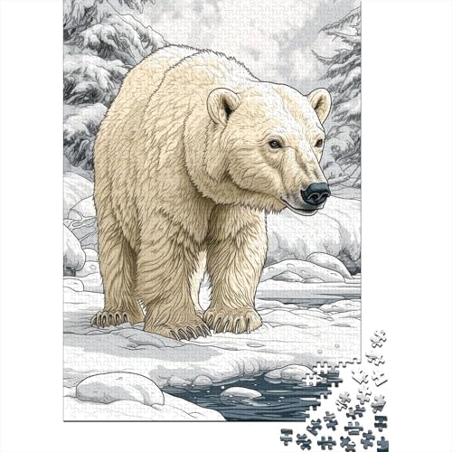 Eisbär Puzzle 1000-teilige Schwer Puzzle Spielzeug Pädagogisches Spiel Impossible Schneewald Herausforderungsspielzeug Für Erwachsene Und Kinder Ab 14 Jahren 1000pcs (75x50cm) von CCIZFMQ