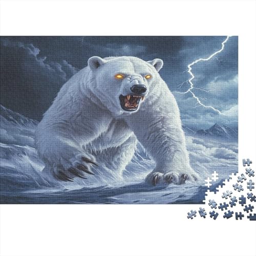 Eisbär Puzzles 1000 Teile Schwer Puzzle Spielzeug Pädagogisches Spiel Impossible Blitzgletscher Herausforderung Spielzeug Für Erwachsene Kinder 1000pcs (75x50cm) von CCIZFMQ