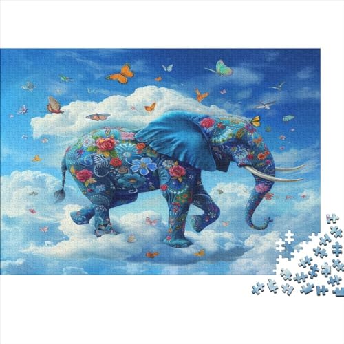 Elefant Puzzle 1000 Teile Schwer Puzzle Spielzeug Pädagogisches Spiel Impossible Himmel und Wolken Herausforderung Spielzeug Für Erwachsene Kinder 1000pcs (75x50cm) von CCIZFMQ