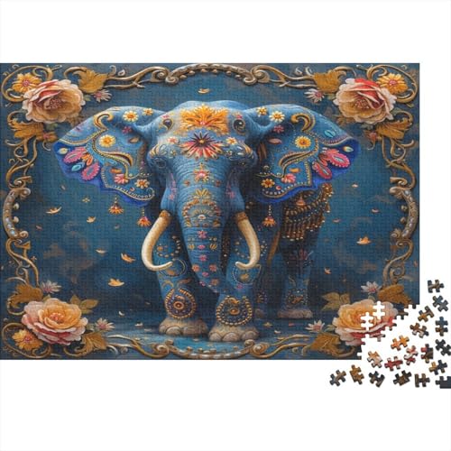 Elefanten Puzzle 1000 Teile Schwer Puzzle Spielzeug Lernspiel Impossible Blumenelemente Herausforderung Spielzeug Für Erwachsene Kinder 1000pcs (75x50cm) von CCIZFMQ