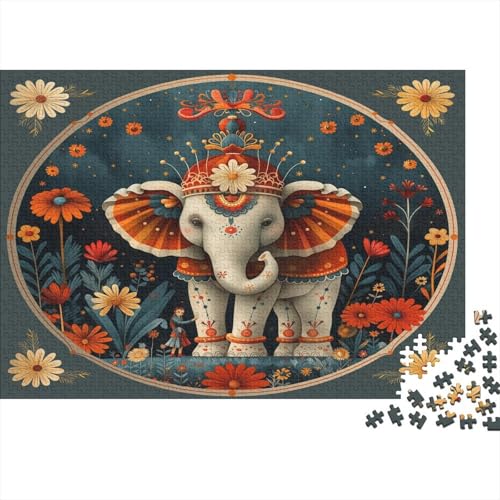 Elefanten Puzzle 1000-teilige Schwer Puzzle Spielzeug Lernspiel Impossible Blumenelemente Herausforderung Spielzeug Für Erwachsene Und Kinder Ab 14 Jahren 1000pcs (75x50cm) von CCIZFMQ