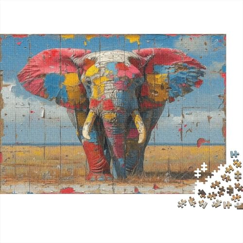 Elefanten Puzzle 1000-teilige Schwer Puzzle Spielzeug Lernspiel Impossible bunt Herausforderungsspielzeug Für Erwachsene Kinder 1000pcs (75x50cm) von CCIZFMQ
