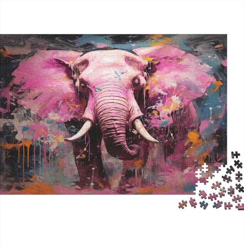 Elefanten Puzzle 1000-teilige Schwer Puzzle Spielzeug Pädagogisches Spiel Impossible Pink Kunst Graffiti Herausforderung Spielzeug Für Erwachsene Und Kinder Ab 14 Jahren 1000pcs (75x50cm) von CCIZFMQ