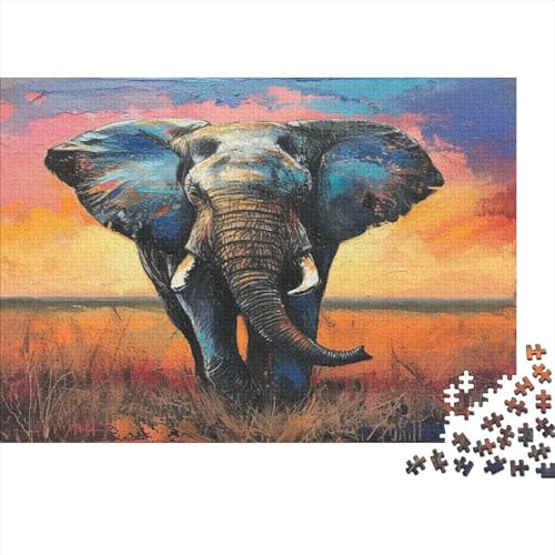 Elefanten Puzzles 1000 Teile Schwer Puzzle Spielzeug Lernspiel Impossible Ölmalerei Art Herausforderungsspielzeug Für Erwachsene Und Kinder in Bewährter 1000pcs (75x50cm) von CCIZFMQ