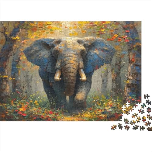 Elefanten Puzzles 1000 Teile Schwer Puzzle Spielzeug Lernspiel Impossible Ölmalerei Wald Herausforderungsspielzeug Für Erwachsene Und Kinder Ab 12 Jahren 1000pcs (75x50cm) von CCIZFMQ