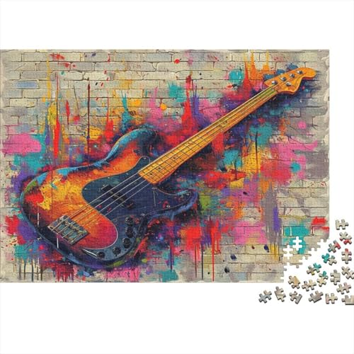 Elektrogitarre Puzzle 1000 Teile Schwer Puzzle Spielzeug Pädagogisches Spiel Impossible Graffiti Wand Herausforderungsspielzeug Für Erwachsene Und Kinder Ab 14 Jahren 1000pcs (75x50cm) von CCIZFMQ