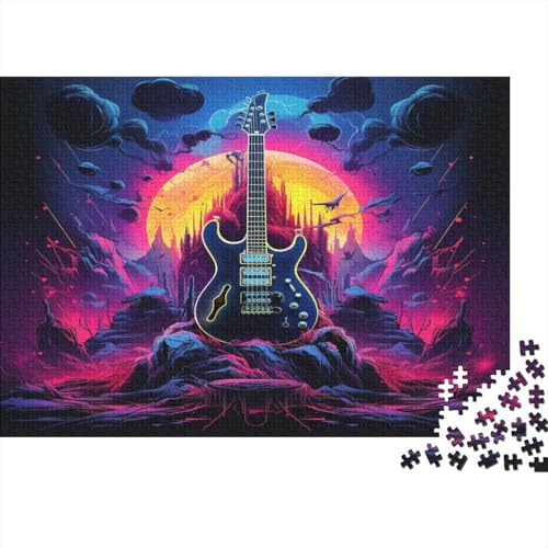 Elektrogitarre Puzzle 1000-teilige Schwer Puzzle Spielzeug Pädagogisches Spiel Impossible Magische Mondnacht Herausforderungsspielzeug Für Erwachsene Kinder 1000pcs (75x50cm) von CCIZFMQ