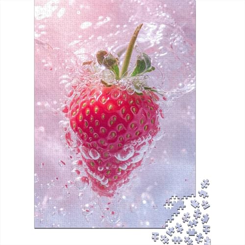 Erdbeere Puzzle 1000 Teile Schwer Puzzle Spielzeug Lernspiel Impossible Water Splash Bubbles Herausforderungsspielzeug Für Erwachsene Kinder 1000pcs (75x50cm) von CCIZFMQ