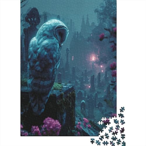 Eule Puzzle 1000 Teile Schwer Puzzle Spielzeug Pädagogisches Spiel Impossible Graveyard Herausforderungsspielzeug Für Erwachsene Und Kinder in Bewährter 1000pcs (75x50cm) von CCIZFMQ