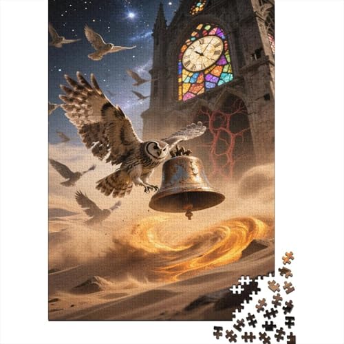Eule Puzzles 1000-teilige Schwer Puzzle Spielzeug Lernspiel Impossible Kirchenglocke Herausforderungsspielzeug Für Erwachsene Und Kinder in Bewährter 1000pcs (75x50cm) von CCIZFMQ