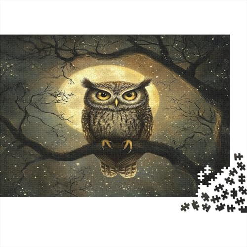 Eule Puzzles 1000-teilige Schwer Puzzle Spielzeug Lernspiel Impossible Vollmond Wald Herausforderungsspielzeug Für Erwachsene Kinder 1000pcs (75x50cm) von CCIZFMQ