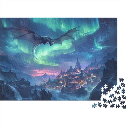 Fantasy Drachen Puzzles 1000 Teile Schwer Puzzle Spielzeug Lernspiel Impossible Nordlichter Herausforderung Spielzeug Für Erwachsene Kinder 1000pcs (75x50cm) von CCIZFMQ