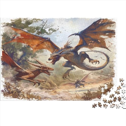 Fantasy Draches Puzzles 1000 Teile Schwer Puzzle Spielzeug Pädagogisches Spiel Impossible Magisch Forest Herausforderung Spielzeug Für Erwachsene Und Kinder Ab 12 Jahren 1000pcs (75x50cm) von CCIZFMQ