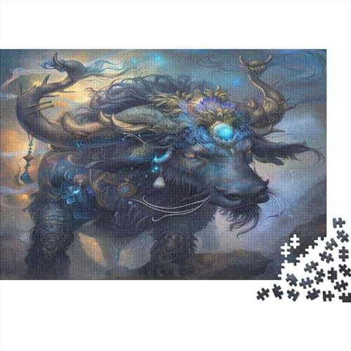 Fantasy Stier Puzzles 1000 Teile Schwer Puzzle Spielzeug Lernspiel Impossible Rinder Herausforderungsspielzeug Für Erwachsene Kinder 1000pcs (75x50cm) von CCIZFMQ