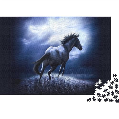 Feines Pferd Puzzle 1000 Teile Schwer Puzzle Spielzeug Lernspiel Impossible Dunkles Nachtgrasland Herausforderungsspielzeug Für Erwachsene Kinder 1000pcs (75x50cm) von CCIZFMQ