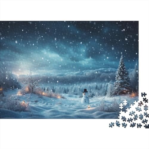 Forest Schnee Nacht Puzzles 1000 Teile Schwer Puzzle Spielzeug Pädagogisches Spiel Impossible Schneemann Herausforderungsspielzeug Für Erwachsene Und Kinder in Bewährter 1000pcs (75x50cm) von CCIZFMQ
