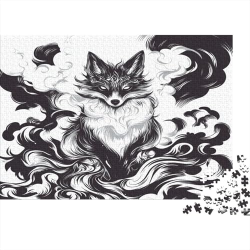 Fox Puzzles 1000 Teile Schwer Puzzle Spielzeug Lernspiel Impossible Schwarzweiße Kunst Herausforderung Spielzeug Für Erwachsene Und Kinder Ab 12 Jahren 1000pcs (75x50cm) von CCIZFMQ
