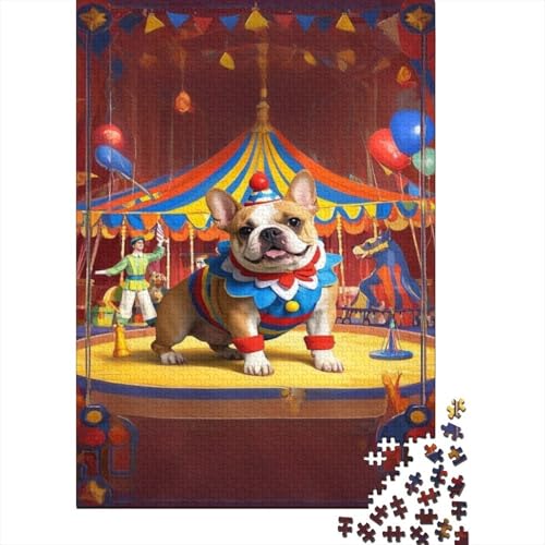 French BullHundge Puzzles 1000 Teile Schwer Puzzle Spielzeug Lernspiel Impossible Cute Dog Herausforderungsspielzeug Für Erwachsene Kinder 1000pcs (75x50cm) von CCIZFMQ
