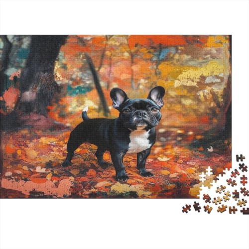 French Bulldog Puzzle 1000-teilige Schwer Puzzle Spielzeug Pädagogisches Spiel Impossible Herbst Wald Herausforderungsspielzeug Für Erwachsene Und Kinder Ab 12 Jahren 1000pcs (75x50cm) von CCIZFMQ
