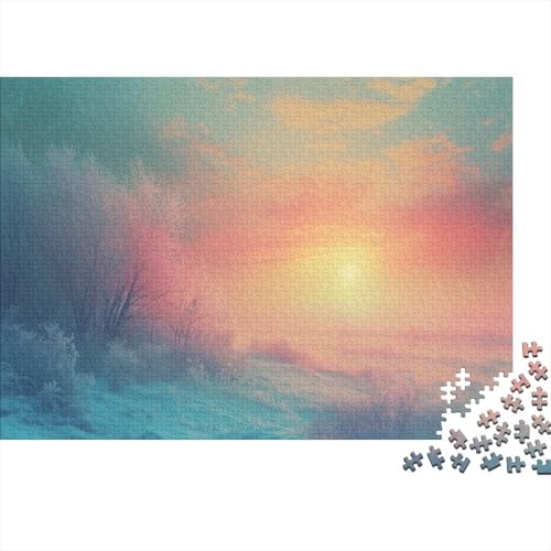 Frost Wald Schnee Puzzle 1000 Teile Schwer Puzzle Spielzeug Lernspiel Impossible Setting Sun Herausforderung Spielzeug Für Erwachsene Und Kinder in Bewährter 1000pcs (75x50cm) von CCIZFMQ