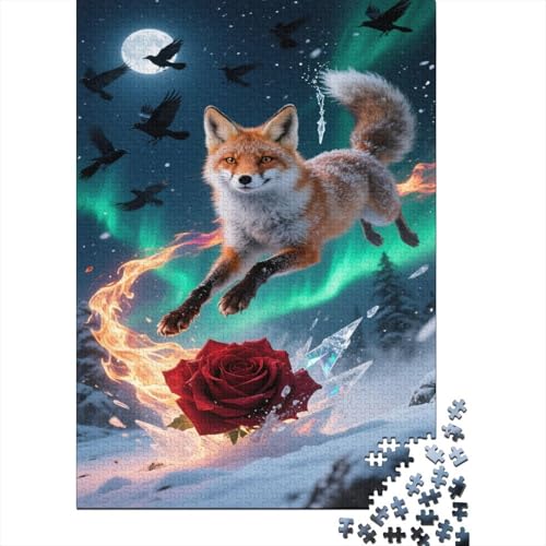 Fuchs Puzzle 1000 Teile Schwer Puzzle Spielzeug Lernspiel Impossible Schnee Nordlichter Herausforderungsspielzeug Für Erwachsene Und Kinder in Bewährter 1000pcs (75x50cm) von CCIZFMQ